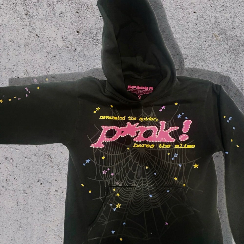 Sp5der Men’s 555 web cotton hoodie